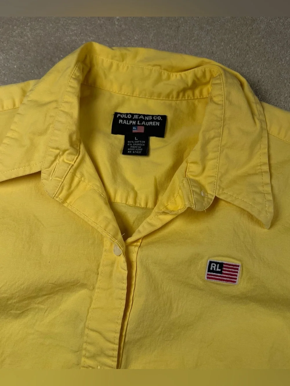 Polo Jeans Co Ralph Lauren Shirt Yellow Button Up Women's Large Vintage